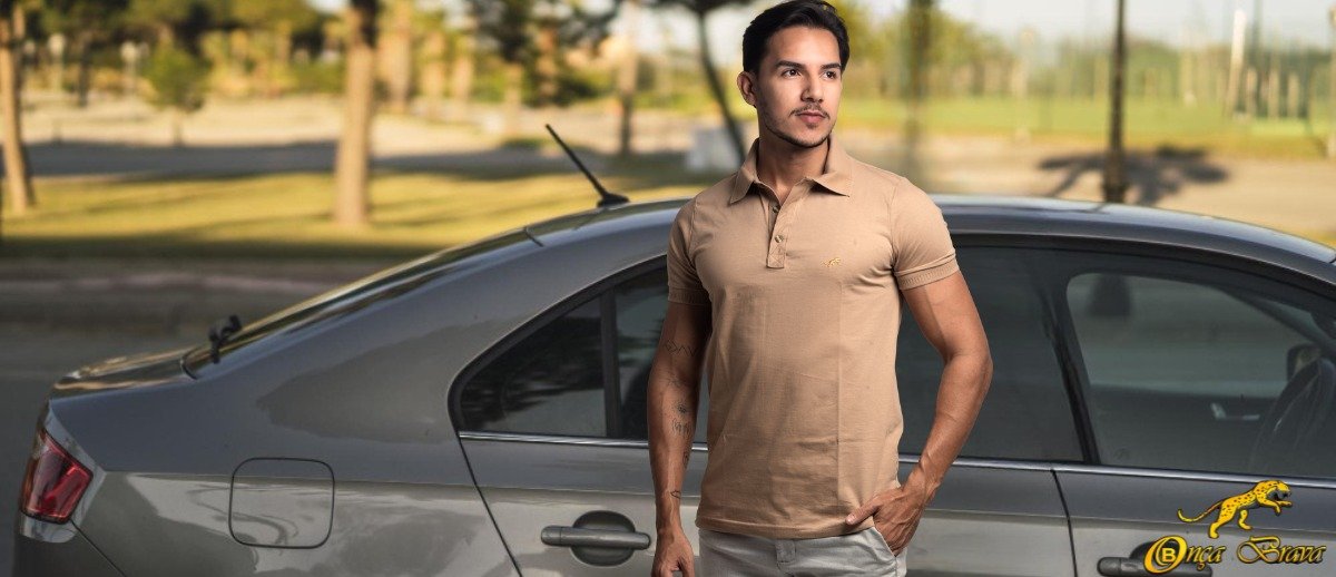 Camisa Polo Maculina - Cor: Creme